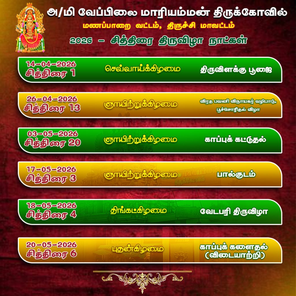 Manapparai Mariyamman Kovil thiruvilla 2026